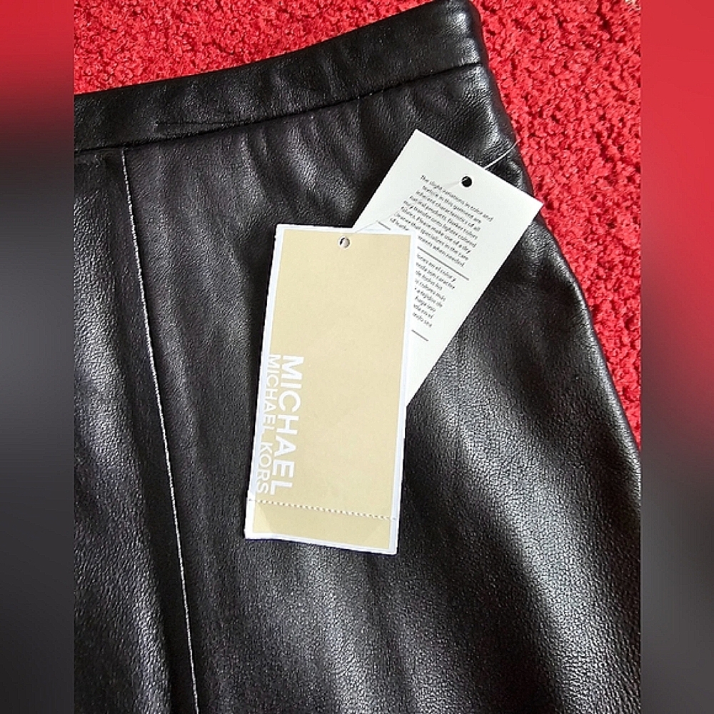 NWT Michael Kors black leather skirt